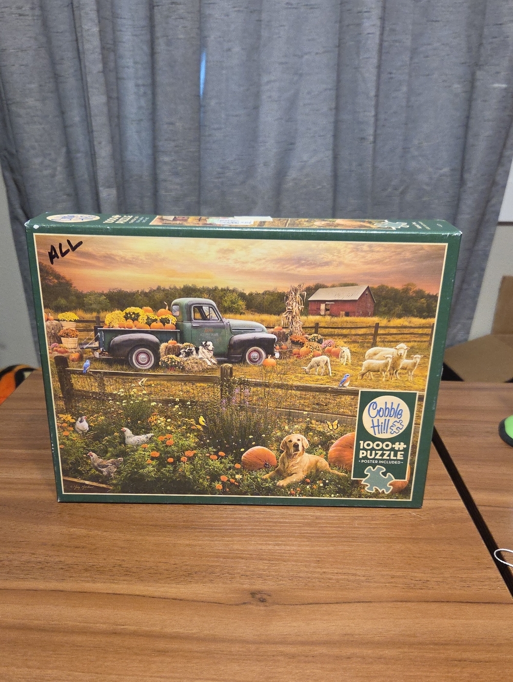 Cobble Hill Green Vintage Farm Truck 1000+ Piece Puzzle